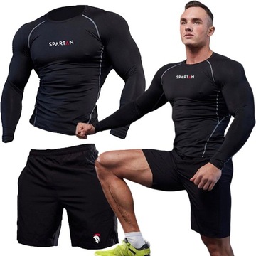 BIELIZNA ODZIEŻ KOSZULKA RASHGUARD SPODENKI TERMOAKTYWNA TERMICZNA MĘSKA 2x