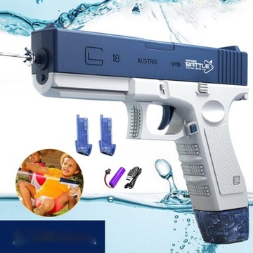 АВТОМАТИЧЕСКИЙ ЭЛЕКТРИЧЕСКИЙ ВОДЯНОЙ ПИСТОЛЕТ GLOCK С ДВУМЯ МАГАЗИНАМИ