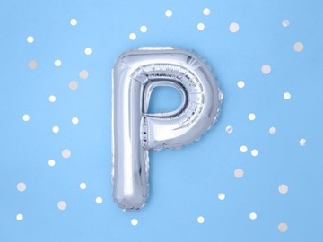 Balon foliowy Litera "P", 35cm, srebrny