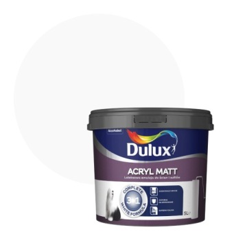 DULUX ACRYL MATT BIAŁA 5L FARBA BIAŁA DO ŚCIAN I SUFITÓW