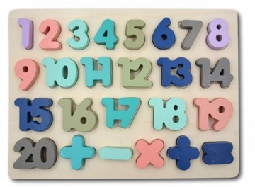 UKŁADANKA DREWNIANA - CYFRY DREWNIANE PUZZLE EDUKACYJNE cyfry liczenie