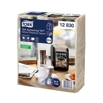 Tork Xpressnap Fit 12830 - Serwetki dyspenserowe N14, 2 warstwy, makulatura