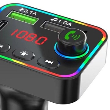 Bluetooth Quick 3.1 Автомобильное зарядное устройство Многопортовый легкий FM-передатчик