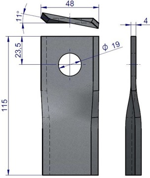 25xНож, лезвие газонокосилки 115X47X4X19 левое применение 9520430 Claas WARYŃSKI