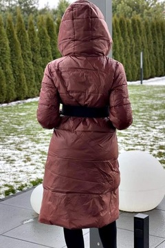 Płaszcz damski Dona Oversize puchowy Bordo M