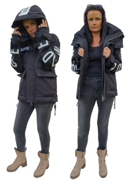 KURTKA DAMSKA ZIMOWA PARKA CZARNA OVERSIZE rozmiar M