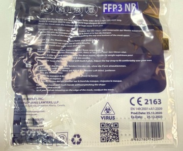 100 x MASECZKA FFP3 MASKA OCHRONNA FILTR 99% TRN