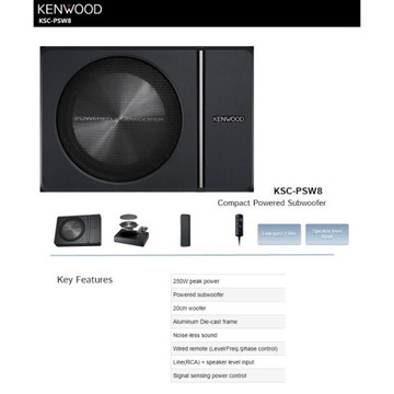 KENWOOD KSC-PSW8 АКТИВНЫЙ САБВУФЕР 250ВТ 20СМ
