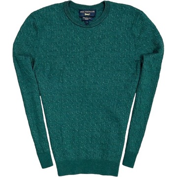 PAUL COSTELLOE Sweterek Damski 100% Merino Wool Butelkowa Zieleń r. L