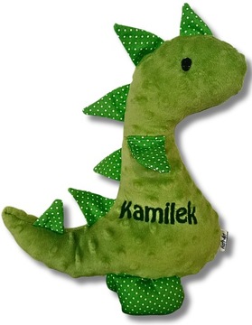 Urocza Przytulanka Minky + Bawełna Dinozaur Z Imieniem Twojego Dziecka