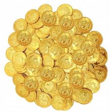 4 золотых монеты, реквизит, деньги