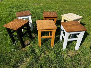 Белый табурет из массива дерева в деревенском стиле ДРУГИЕ ЦВЕТА Лофт