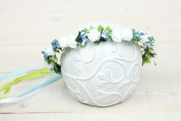 Венок для причастия в стиле бохо СИНИЙ бантик для причастия