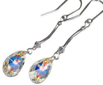 DŁUGIE KOLCZYKI MIGDAŁ OPALIZUJĄCE SWAROVSKI CRYST