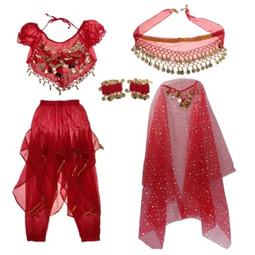Детский костюм для танца живота Coin Tassel Top S красный
