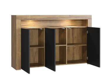 БОЛЬШОЙ КОМОД, ШКАФ LOFT RETRO, КОРПУС МАТОВЫЙ ДУБ/МАТОВЫЙ ЧЕРНЫЙ, ДВЕРЬ RTV E106