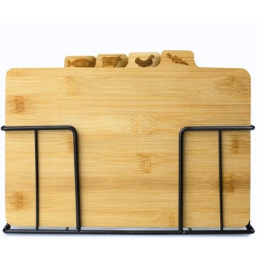 4x НАБОР ДЕРЕВЯННЫХ КУХОННЫХ РАЗДЕЛОЧНЫХ ДОСОК + ПОДСТАВКА-ОРГАНИЗАТОР