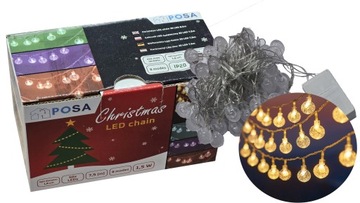 Lampki Choinkowe 230V 50 LED 7,5M 8 trybów 3 barwy kurtyna wewnętrzna biała