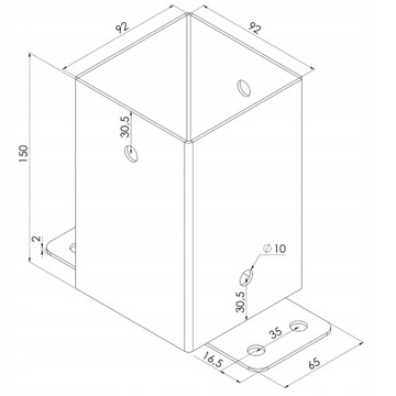 Соединитель квадратный настенный 90 мм красный
