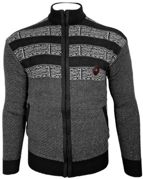 Кардиган мужской черный с узорами R283, в полоску, размер XL