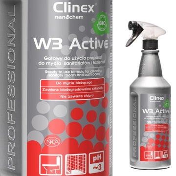 CLINEX W3 Active BIO Kwaśny Płyn Do Łazienek 1L