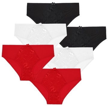 6x Figi Majtki Damskie Bikini Bawełniane Koronkowe Eleganckie MORAJ XL