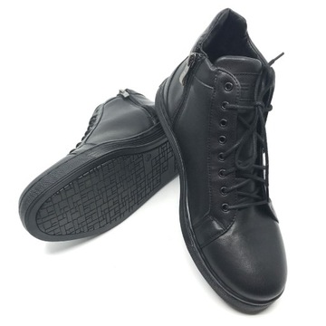 BUTY SZTYBLETY MĘSKIE SKÓRA CZARNE 42 28 cm PAN