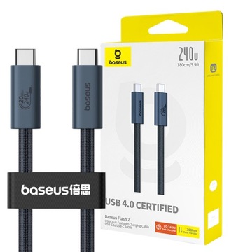 BASEUS KABEL USB-C TYPC 240W SZYBKIE ŁADOWANIE 8K/60HZ TRANSFER 20GB/S 1.8M