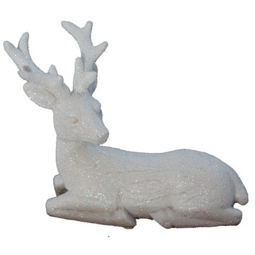Biały renifer stylowa figurka ozdoba z brokatem 13x10cm prezent pod choinkę