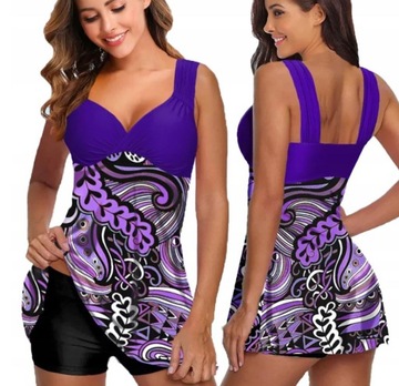 STRÓJ KĄPIELOWY TANKINI BIKINI SZORTY FLORAL KOSTIUM DWUCZĘŚCIWOY