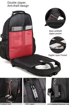 Рюкзак Bange для ноутбука BG-1905 17,3 см, USB большой емкости