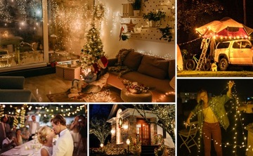 ГИРЛАНД СОЛНЕЧНЫЕ САДОВЫЕ ЛАМПЫ 100 СВЕТОДИОДНЫХ ШАРИКОВ 12М