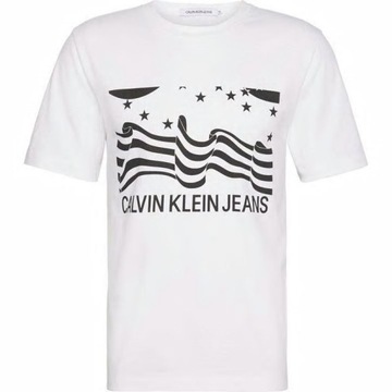 Calvin Klein Jeans biała koszulka męska r. XS