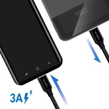 Плетеный кабель USB C — USB C — зарядка 3 А — длина 100 см