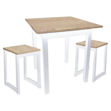 Komplet Stół 80x60 + 2x Taboret Loft DĄB SONOMA
