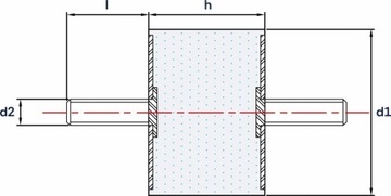 Wibroizolator Typ A 20X20 M10X25