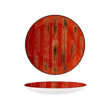 Talerz obiadowy porcelanowy czerwony 28 cm