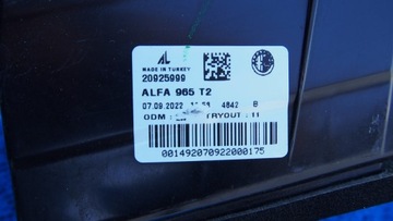 ALFA ROMEO TONALE SVĚTLO ZADNÍ CLONA (KRYT) KRYT KUFRU 20925999
