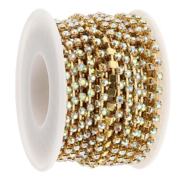 Швейная цепочка со стразами для чашки, 10 ярдов, SS12/3 мм, золото