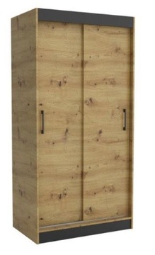 Szafa przesuwna 100 cm dwudrzwiowa dąb artisan MLW