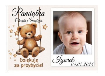 FOTO MAGNES Podziękowanie dla gości ze zdjęciem Chrzest Roczek 10x7cm O29