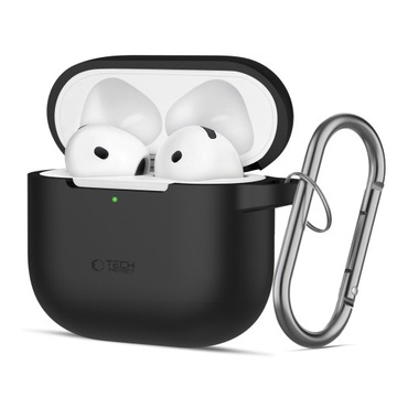 СИЛИКОНОВЫЙ ЧЕХОЛ TECH PROTECT ДЛЯ APPLE AIRPODS 4, ЧЕРНАЯ КРЫШКА