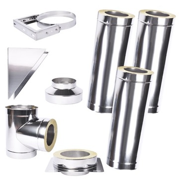 KOMIN Zewnętrzny 0,6mm Gaz Slim 1.4404 FI 130 3,5m