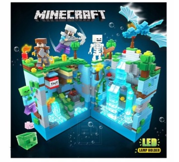 Minecraft BLOCKS DRAGON BASE CAVE LED MEGA COLOR 898 деталей XL