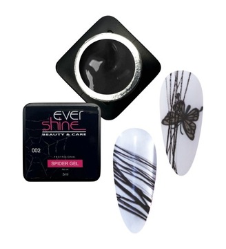 SPIDER GEL CZARNY ŻEL DO ZDOBIEŃ NAIL ART WZORY LINIE EVERSHINE 5ML