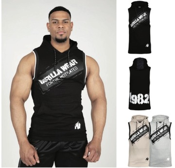 Bezrękawnik treningowy z kapturem na siłownie Gorilla Wear Loretto XL