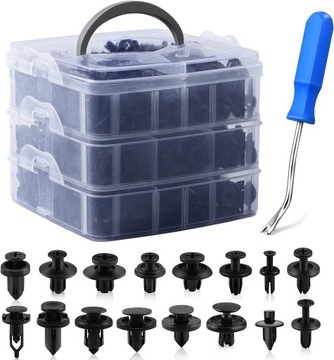 ZESTAW SPINKI KOŁKI KLIPSY SAMOCHODOWE DO AUTA TAPICERKI 625 + ŚCIĄGACZ