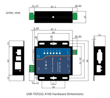 Преобразователь RS232 RS485 в Ethernet USR TCP232-410s