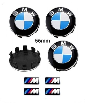 Dekielki BMW 56mm + EMBLEMATY M POWER (KOMPLET)