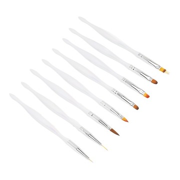 8X PĘDZELKI DO ZDOBIEŃ PAZNOKCI MANICURE BIAŁY